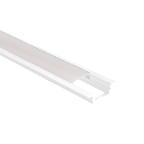Perfil de aluminio de emb p/ tira de led 2mts c/ dif de polic blanco 1,75x0,69cm